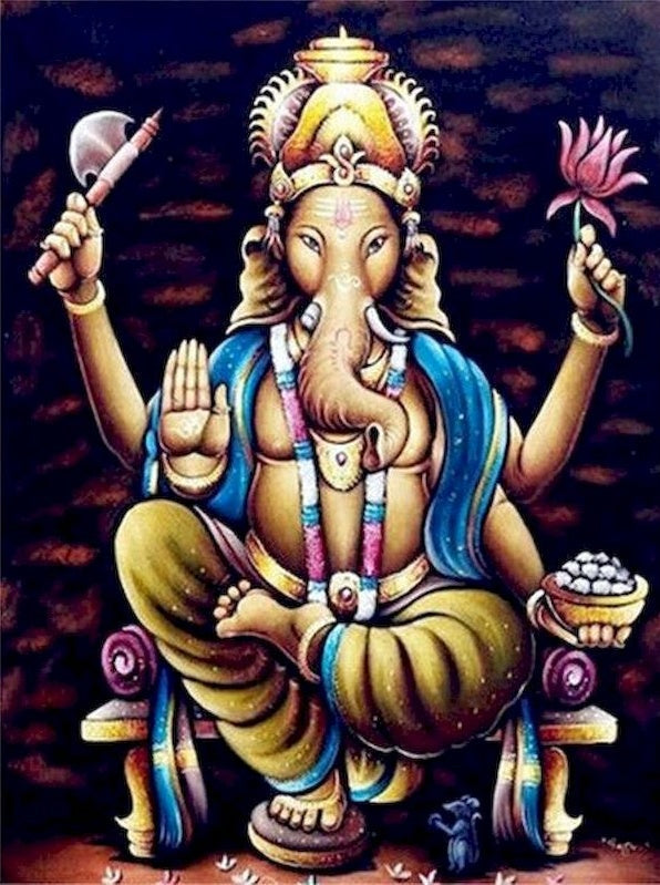 El Dios Hindú Ganesha del Hinduismo Sentado sobre la Silla Pintar por Números