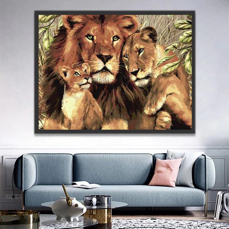 El León y Su Familia Pintar por Números
