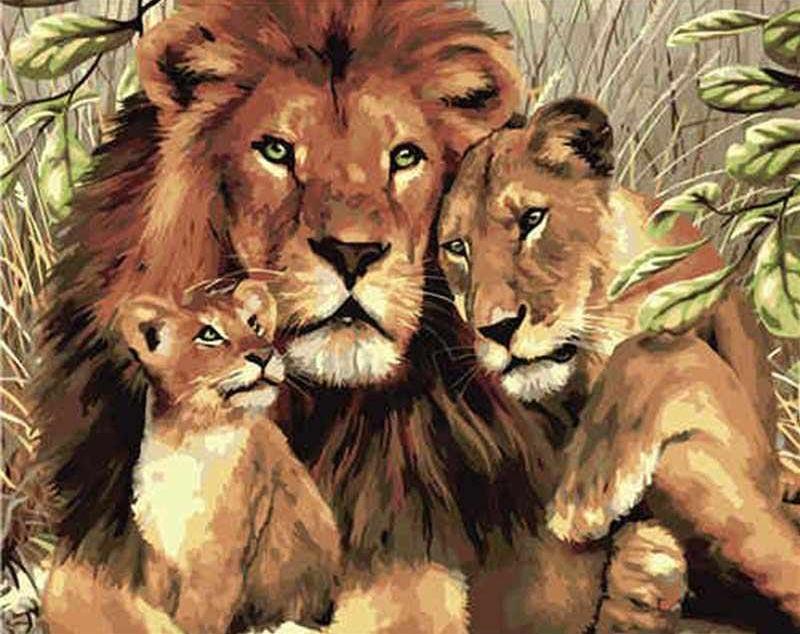 El León y Su Familia Pintar por Números