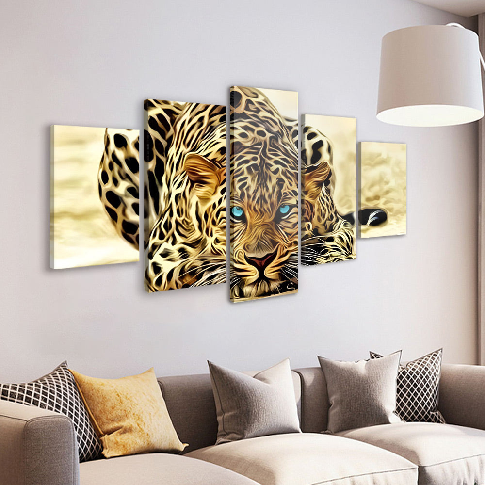El Leopardo con Ojos Azules 5 Partes Pintar por Números