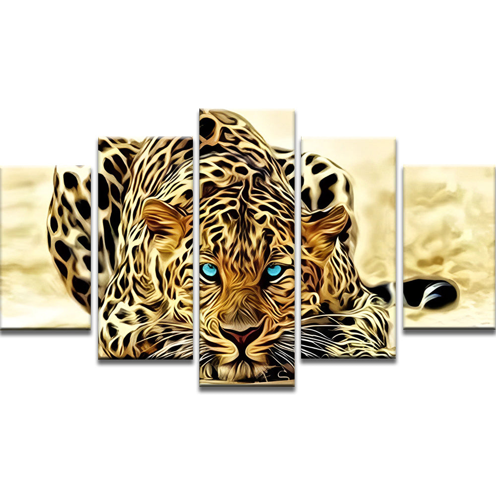 El Leopardo con Ojos Azules 5 Partes Pintar por Números