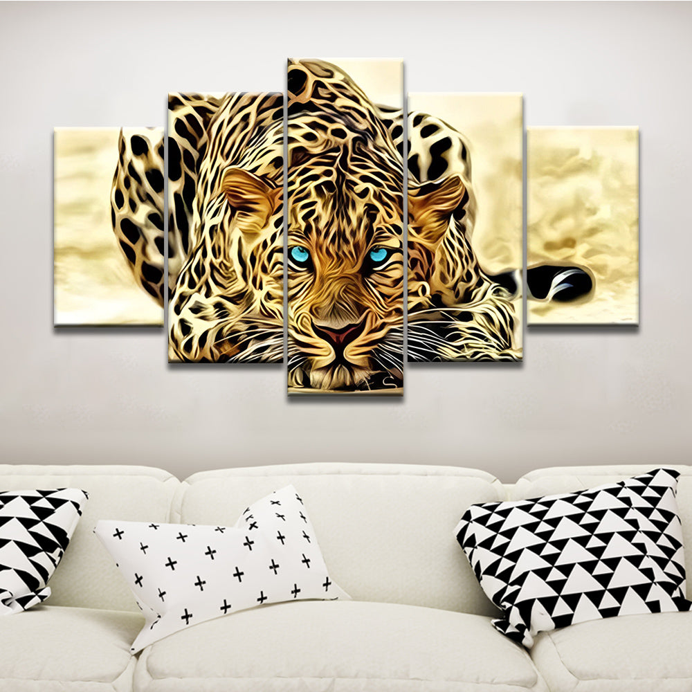 El Leopardo con Ojos Azules 5 Partes Pintar por Números