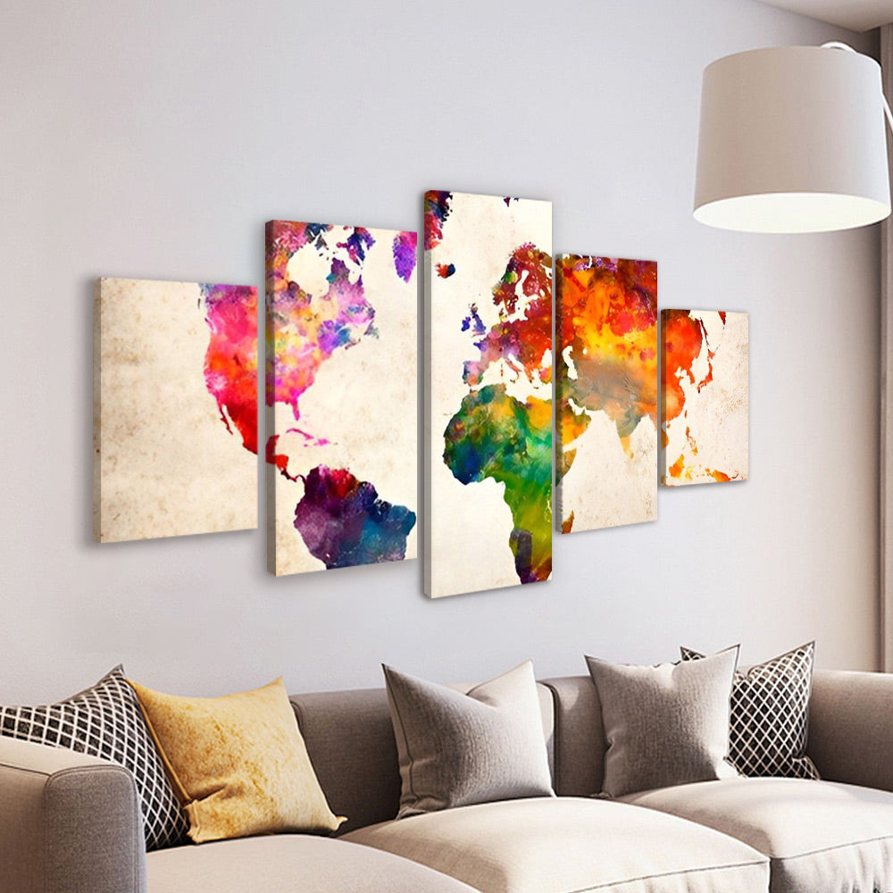 El Mapamundi de Colores 5 Partes Pintar por Números