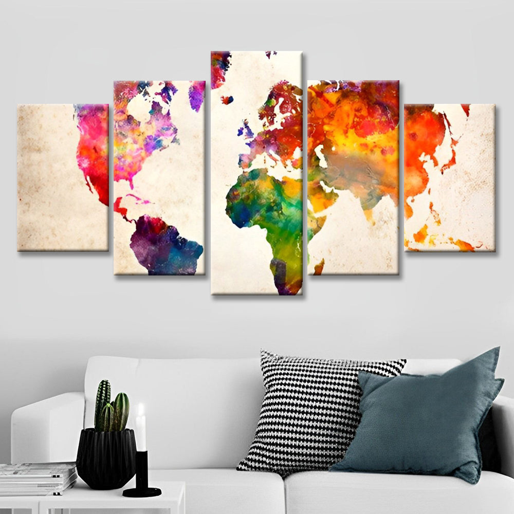 El Mapamundi de Colores 5 Partes Pintar por Números