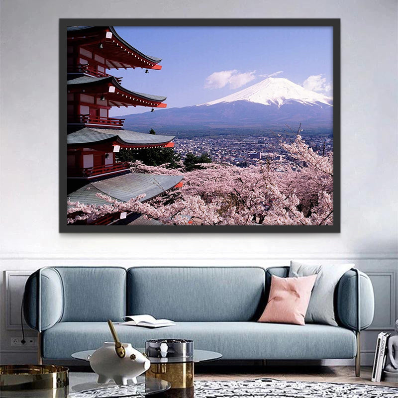 El Monte Fuji y Pagoda Roja de Chureito Pintar por Números