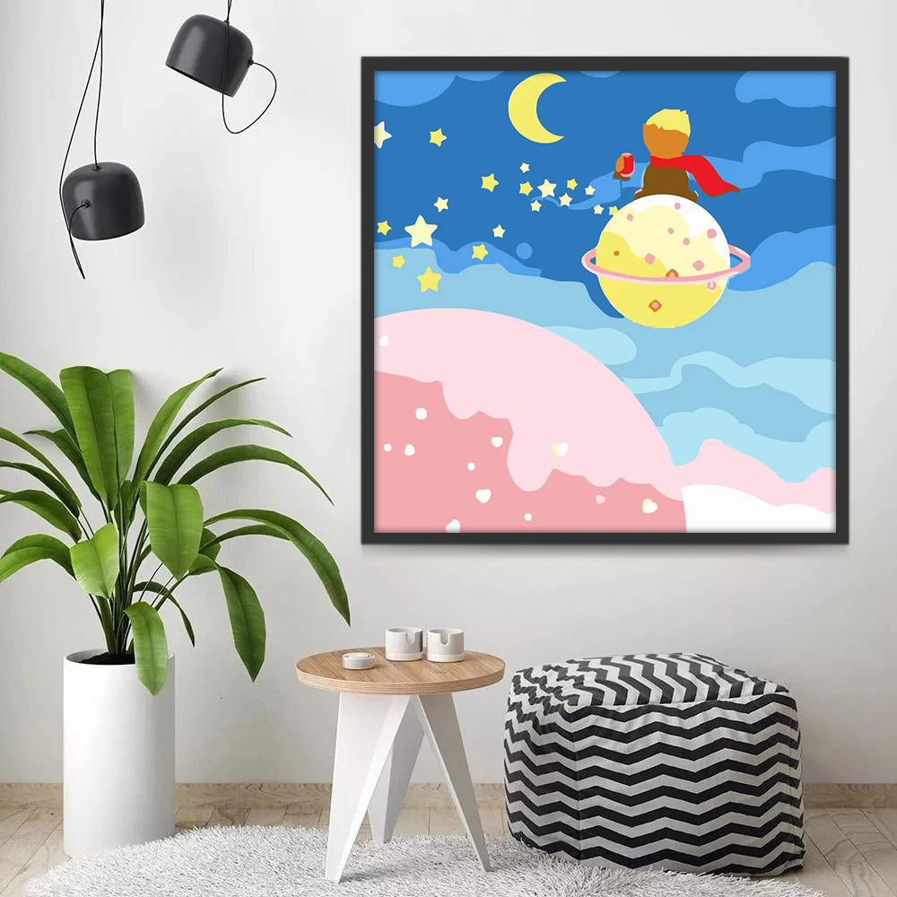 El Principito Sentado sobre Su Planeta Pintar por Números Niños