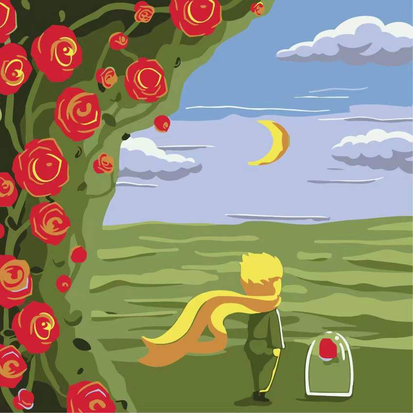 El Principito y Rosas Rojas Pintar por Números Niños