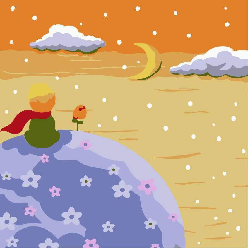 El Principito y Su Rosa sobre el Planeta Pintar por Números Niños