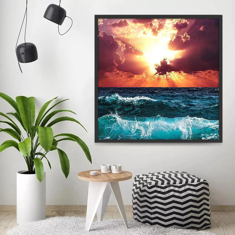 El Sol Cubierto de Nubes sobre el Mar Pintar por Números