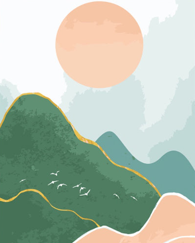 El Sol sobre las Montañas Pintar por Números