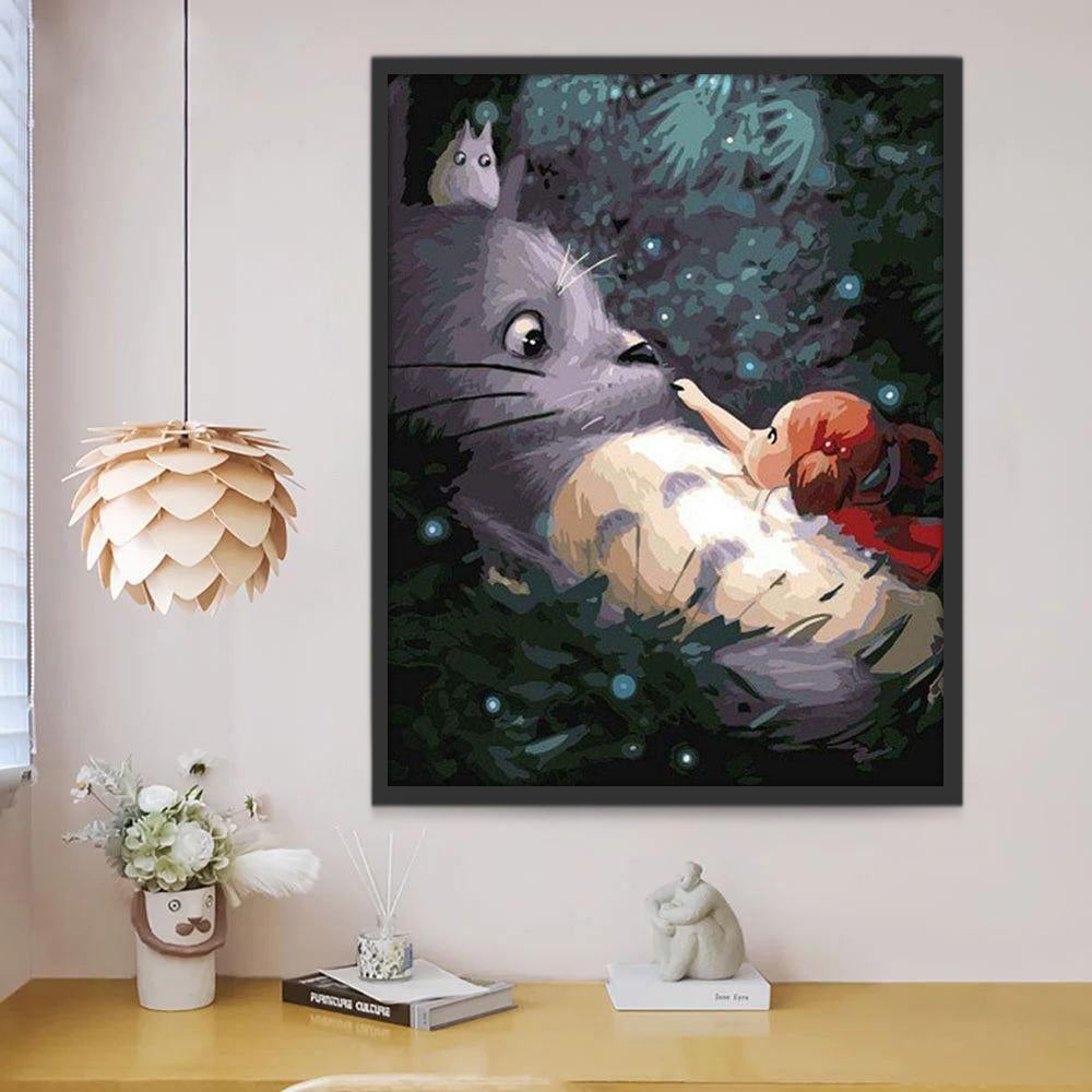 El Totoro y la Niña en el Bosque Pintar por Números