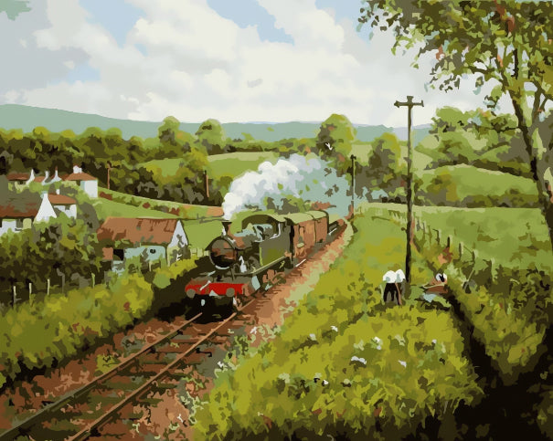 El Tren con Humo en el Campo Pintar por Números