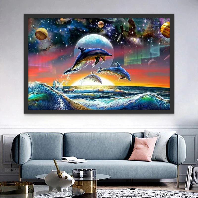 El Universo y Tres Delfines Pintar por Números