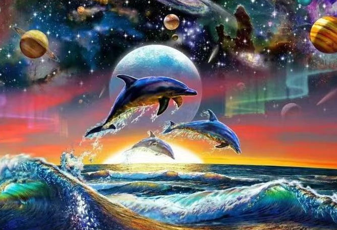 El Universo y Tres Delfines Pintar por Números