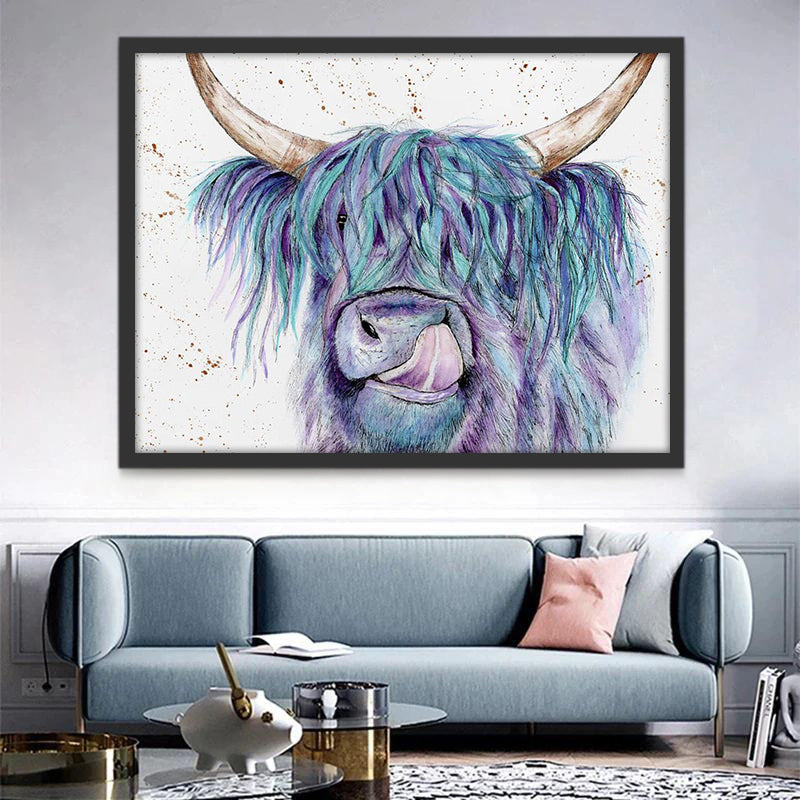 El Yak de Melena Azul y Morada Pintar por Números