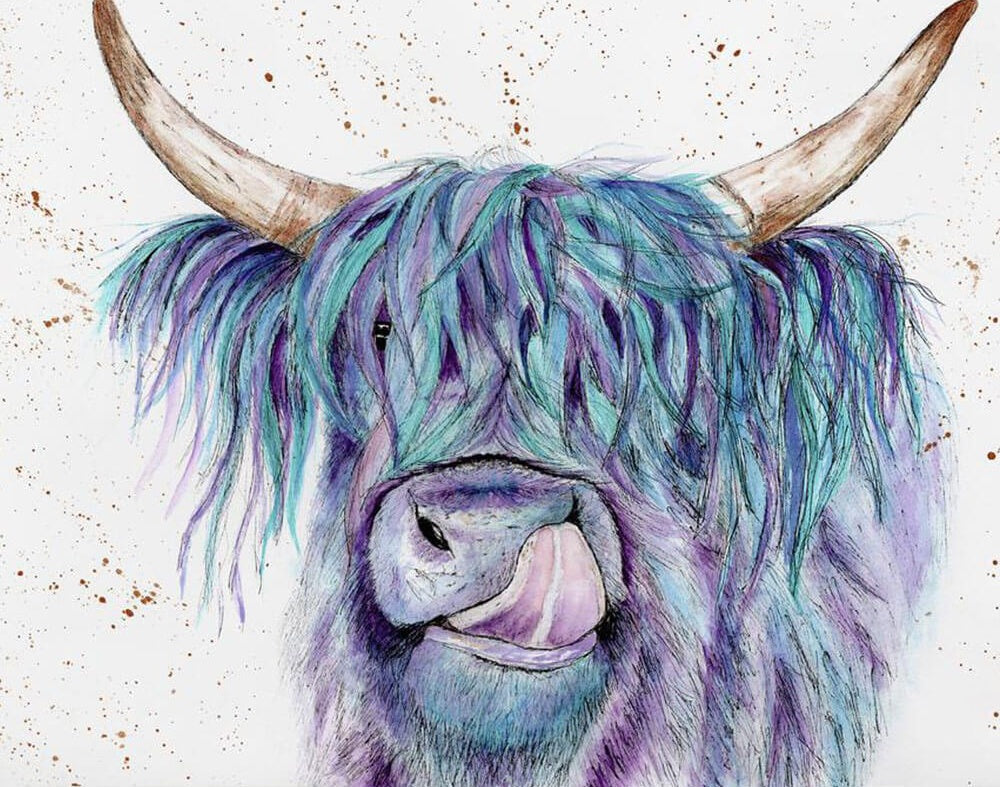 El Yak de Melena Azul y Morada Pintar por Números
