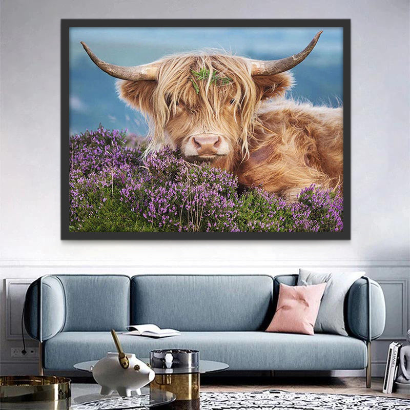 El Yak en Flores Moradas Pintar por Números