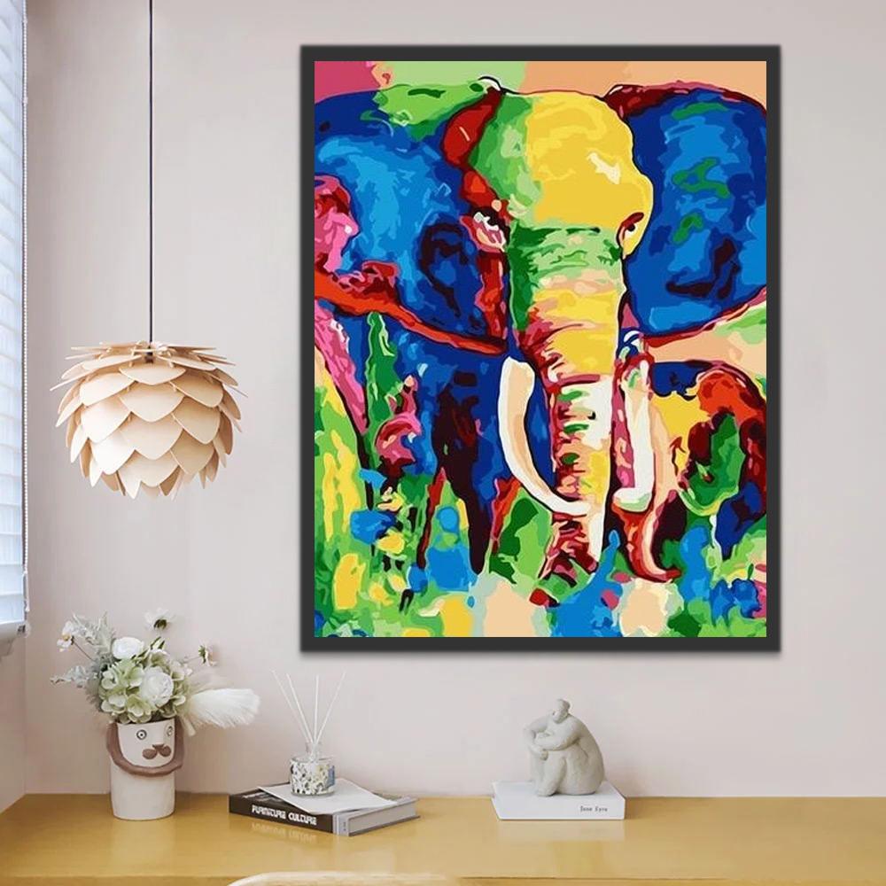 Elefante Abstracto con Orejas Azules Pintar por Números