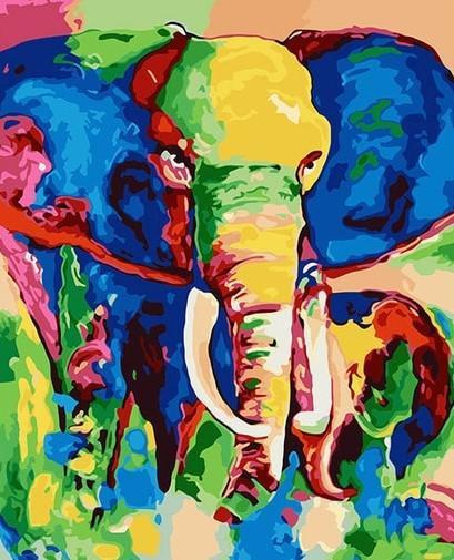 Elefante Abstracto con Orejas Azules Pintar por Números
