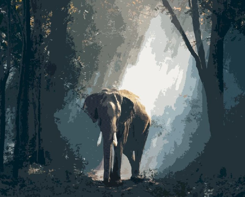 Elefante al Sol en Bosque Pintar por Números