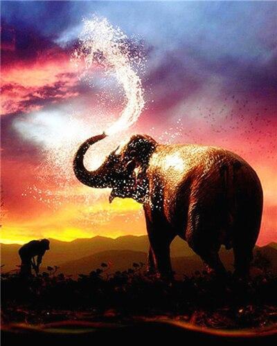 Elefante Arrojando a Chorros de Agua Pintar por Números
