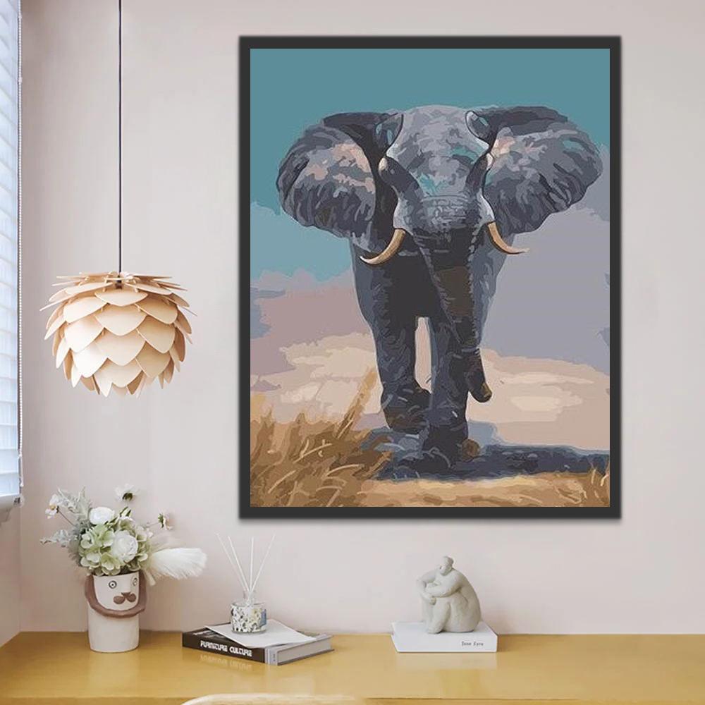 Elefante Caminando por un Camino Pintar por Números
