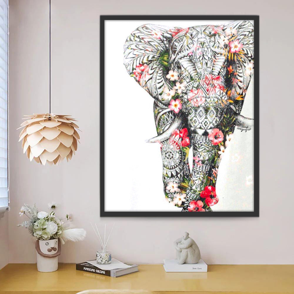 Elefante con Flores Pintar por Números