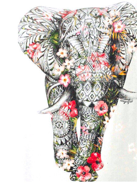 Elefante con Flores Pintar por Números