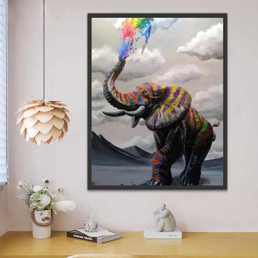 Elefante de Colores y Agua Colorida Pintar por Números