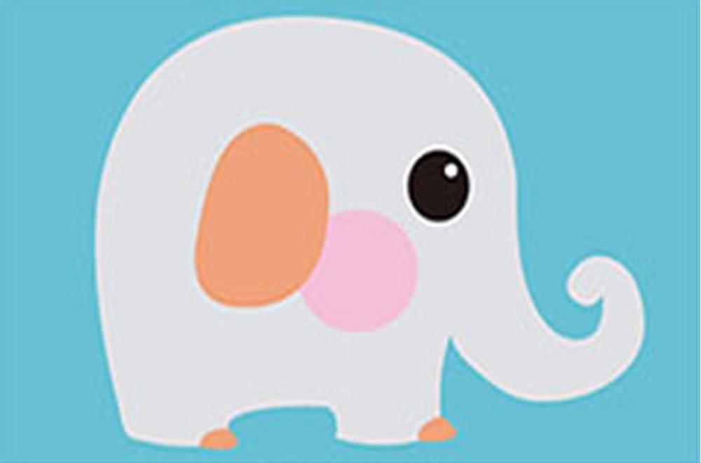 Elefante Pequeño Blanco Adorable Pintar por Números Niños