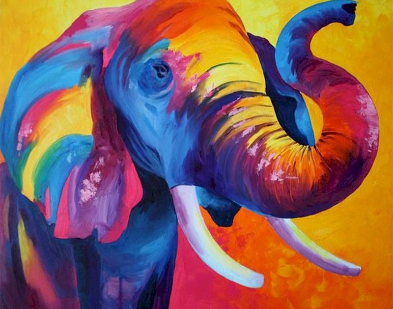 Elefante Salvaje Colorido Pintar por Números