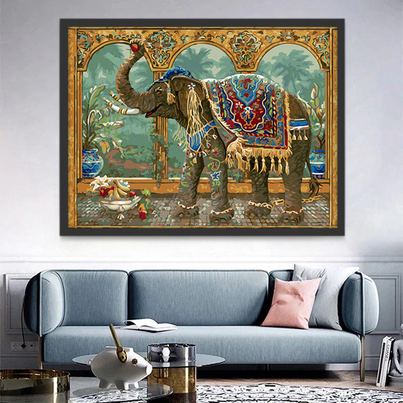 Elefante Tailandés con Vestimenta Pintar por Números