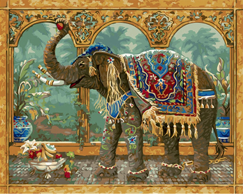 Elefante Tailandés con Vestimenta Pintar por Números