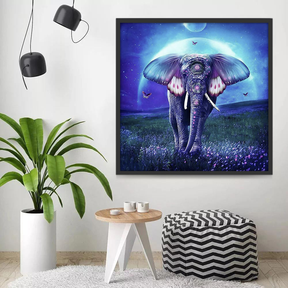 Elefante Violáceo de Orejas de Alas de Mariposa Pintar por Números