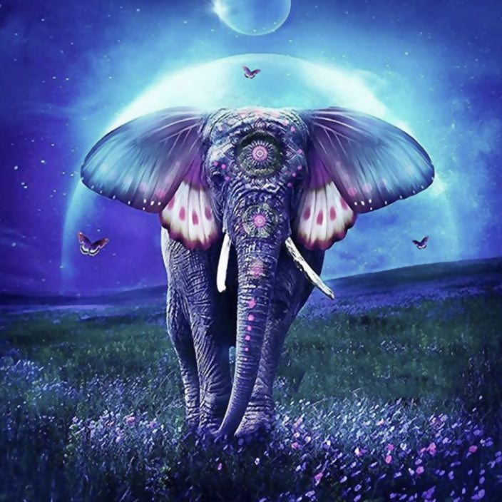 Elefante Violáceo de Orejas de Alas de Mariposa Pintar por Números