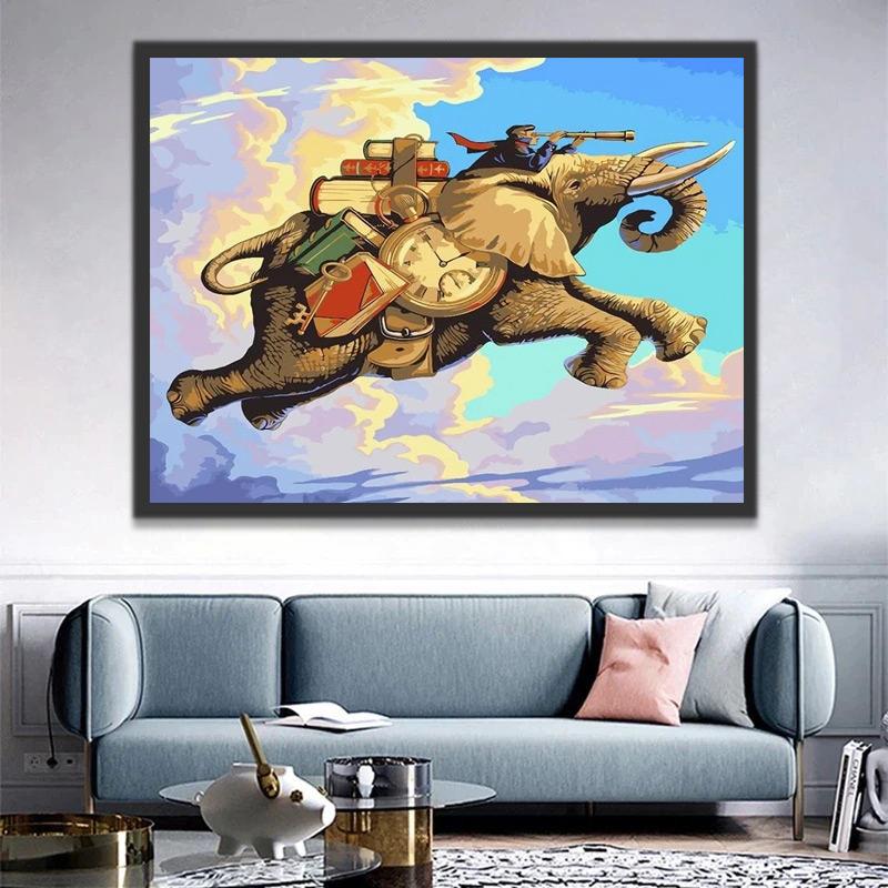 Elefante Volando con Libros Pintar por Números
