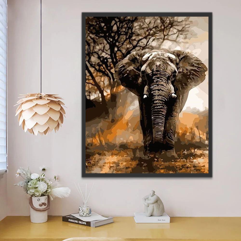 Elefante y Árbol Pintar por Números
