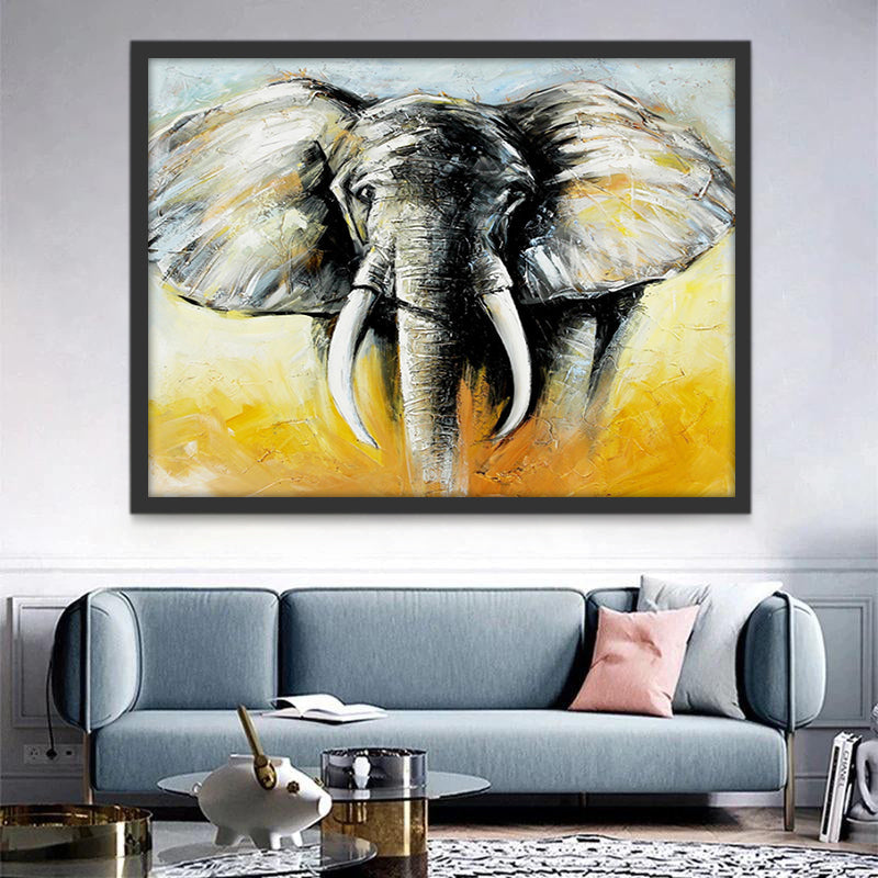 Elefante y Fondo Amarillo Pintar por Números