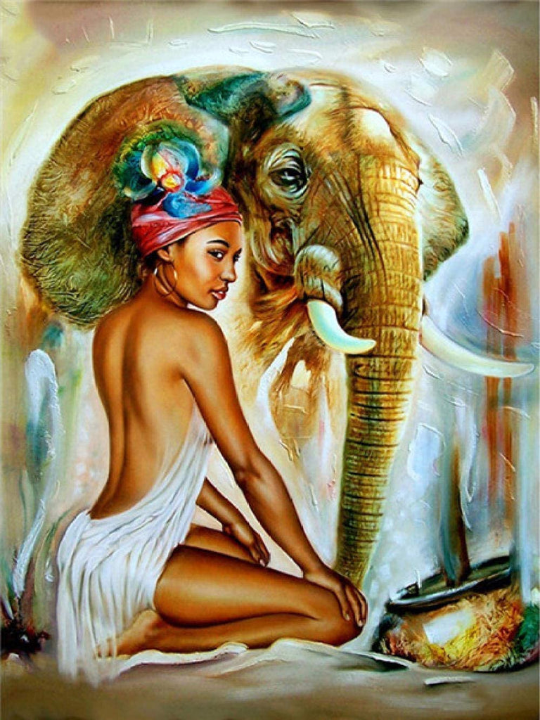 Elefante y Mujer Pintar por Números