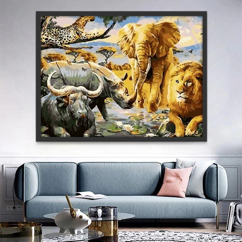 Elefante y Otros Animales Salvajes Pintar por Números