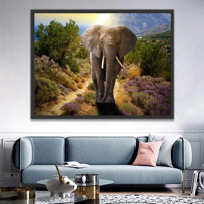 Elefante y Plantas Salvajes Pintar por Números