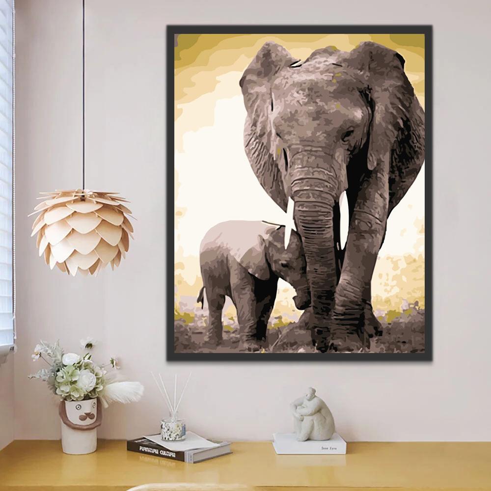 Elefante y Su Niño Pintar por Números