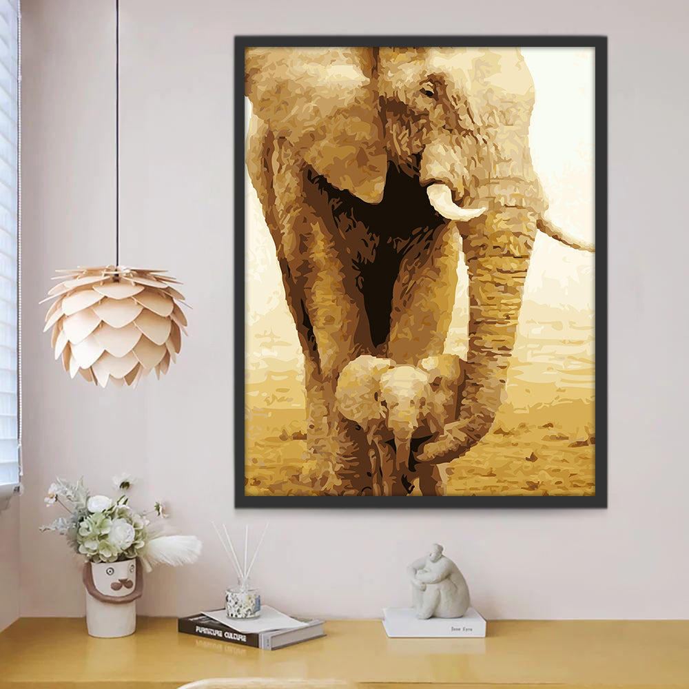 Elefante y Su Niño Pintar por Números