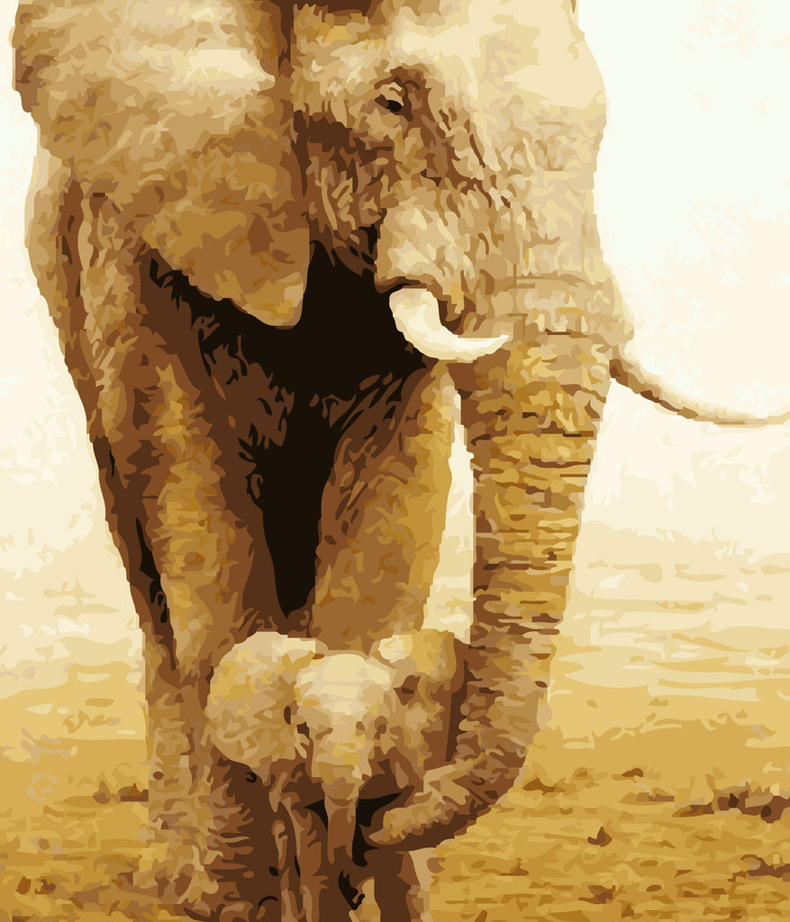 Elefante y Su Niño Pintar por Números