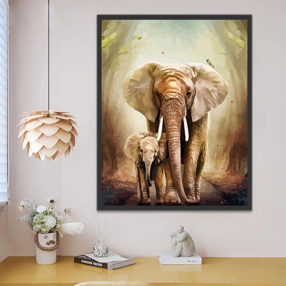 Elefante y Su Niño Pintar por Números
