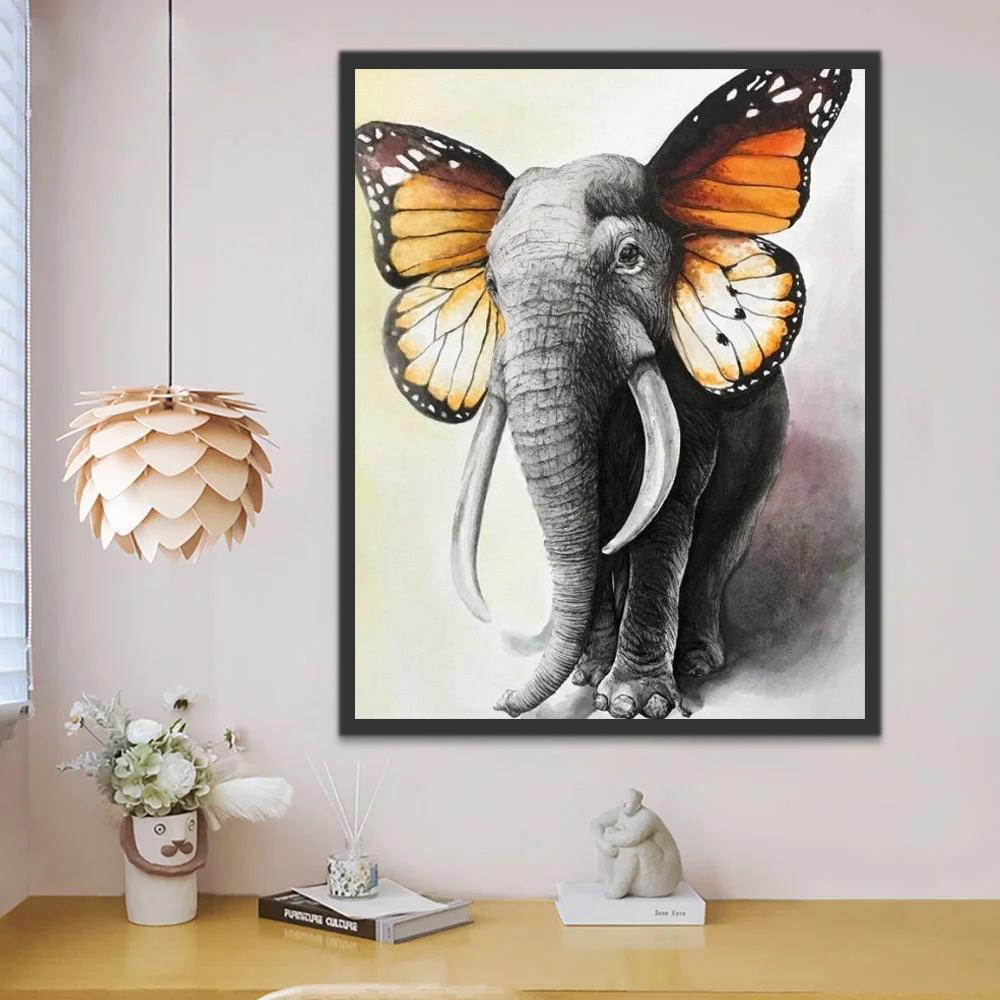 Elefantito con Orejas de Alas de Mariposa Pintar por Números