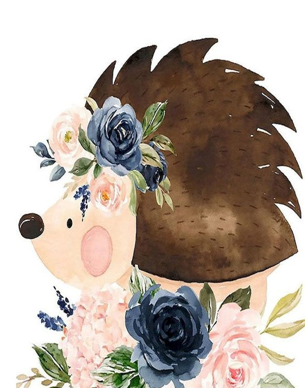 Erizo Adorable y Flores Pintar por Números