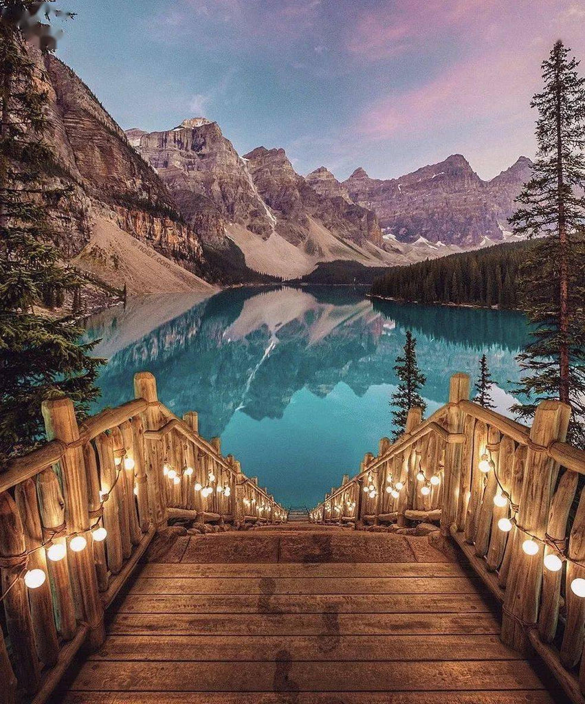 Escalera con Luces Hacia el Lago Pintar por Números