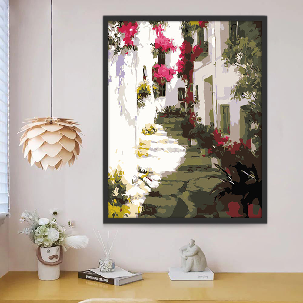 Escalera Hacia Arriba con Flores Pintar por Números