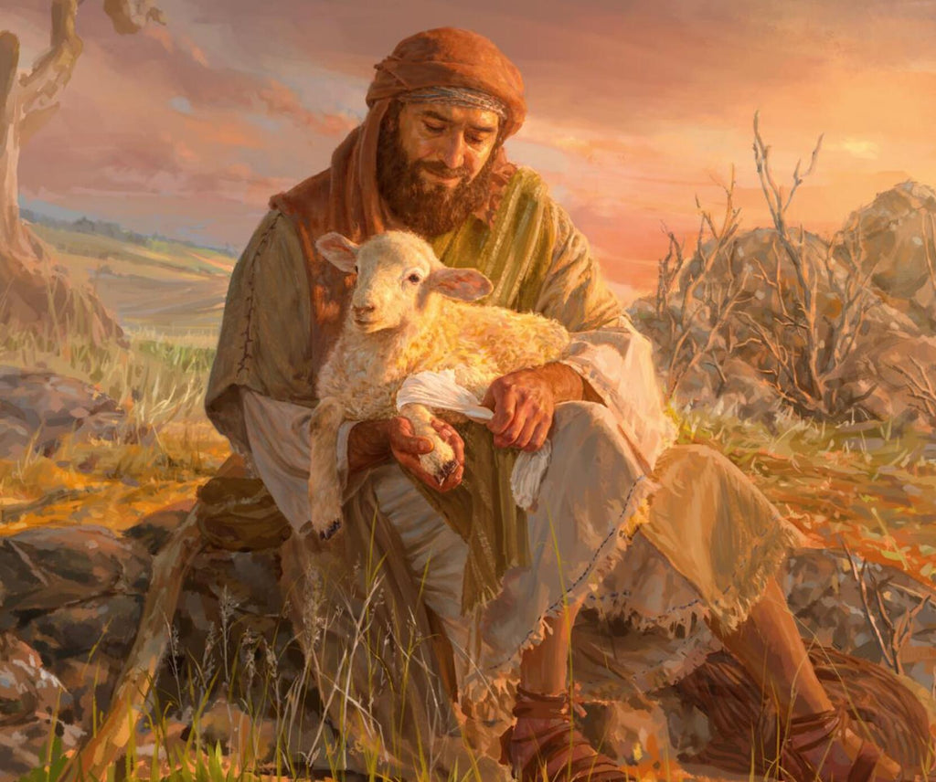 Escena Bíblica de Jesucristo y Cordero Pintar por Números